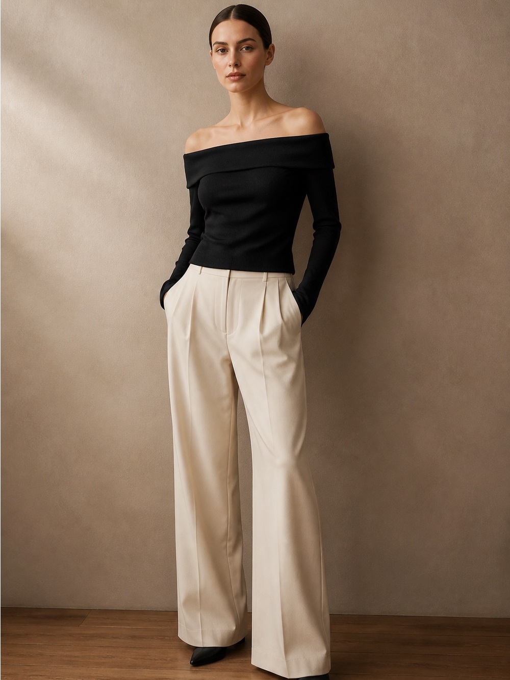 The Limited NWT Black Off-Shoulder Ribbed 3/4 sleeves Top, very soft.